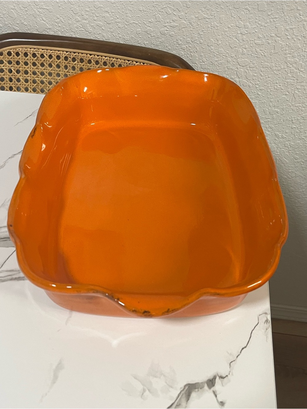 De Silva Italian Bright Orange Glazed Ceramic Serving Dish